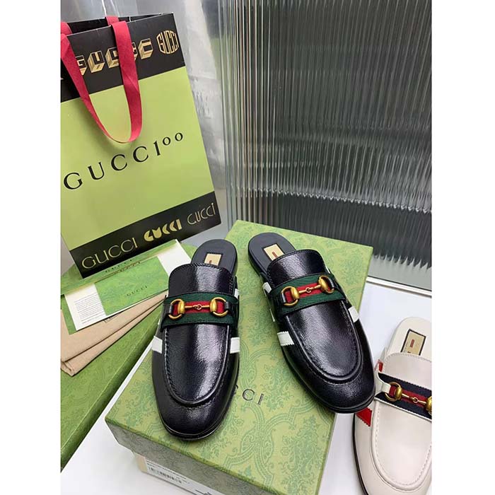 G*u*i women gg adidas x G*u*i slipper horsebit black leather flat