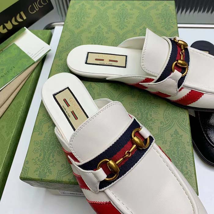 G*u*i women gg adidas x G*u*i slipper horsebit white leather flat