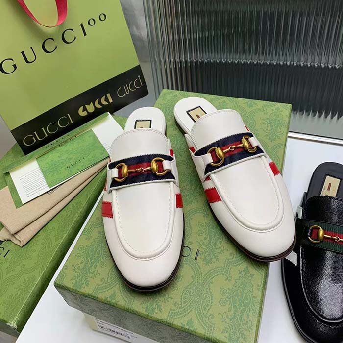 G*u*i women gg adidas x G*u*i slipper horsebit white leather flat