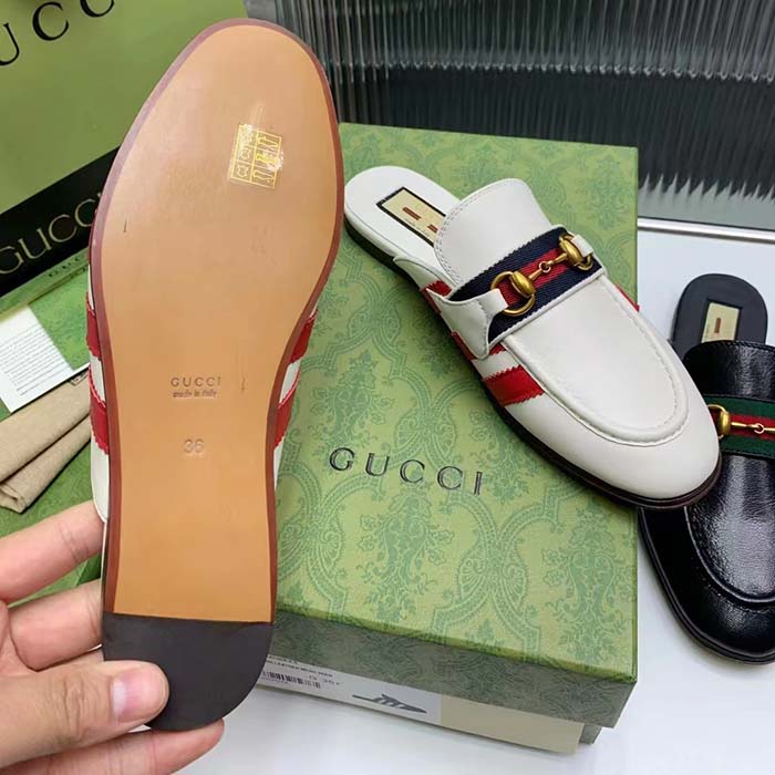 G*u*i women gg adidas x G*u*i slipper horsebit white leather flat