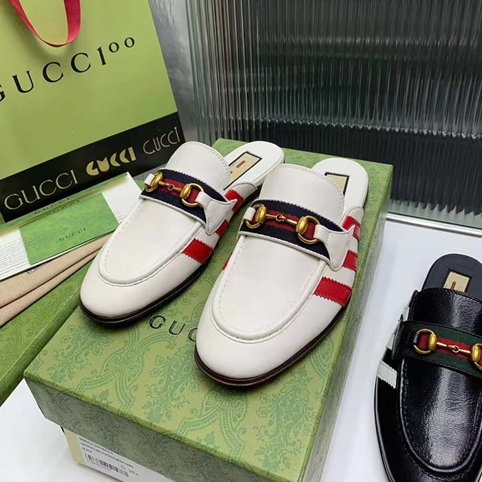 G*u*i women gg adidas x G*u*i slipper horsebit white leather flat