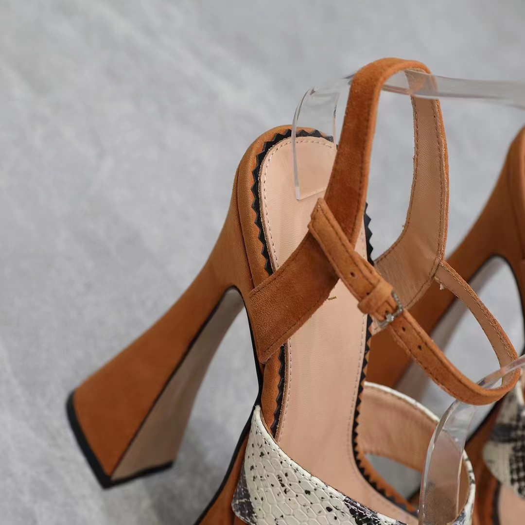 G*u*i women gg interlocking g studs sandal python print leather camel suede 15 cm heel