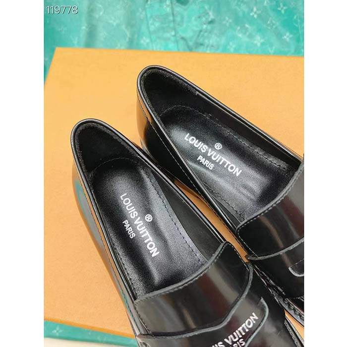 Louis Vuitton LV Unisex Connelly Flat Loafer Black Glazed Calf Leather Outsole