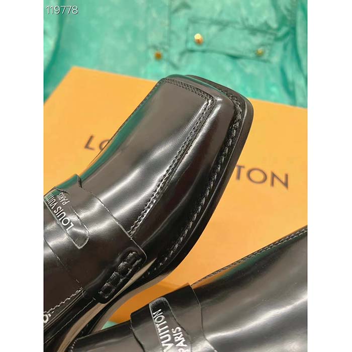 Louis Vuitton LV Unisex Connelly Flat Loafer Black Glazed Calf Leather Outsole
