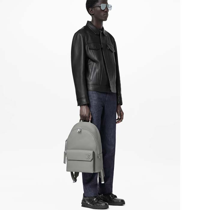 Louis Vuitton LV Unisex Takeoff Backpack Gray Aerogram Cowhide Leather
