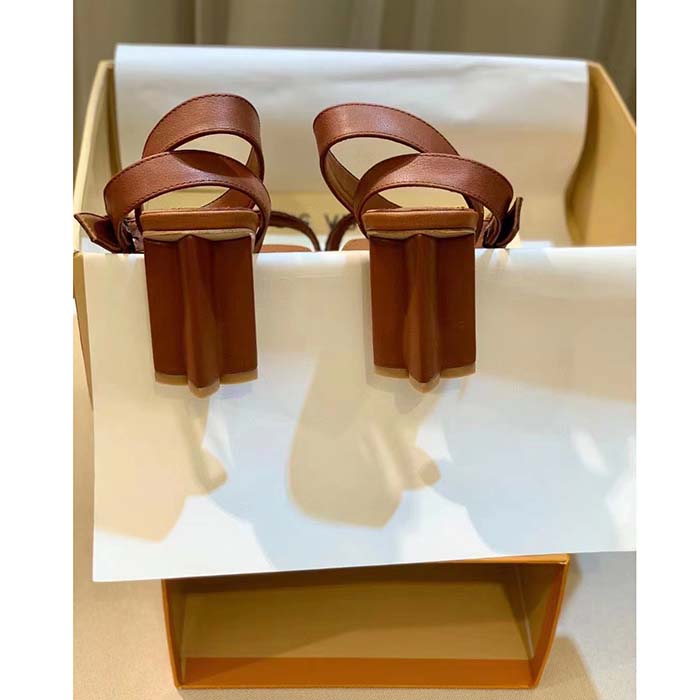 Louis Vuitton LV Women Silhouette Sandal Cacao Brown Patent Monogram Canvas Leather