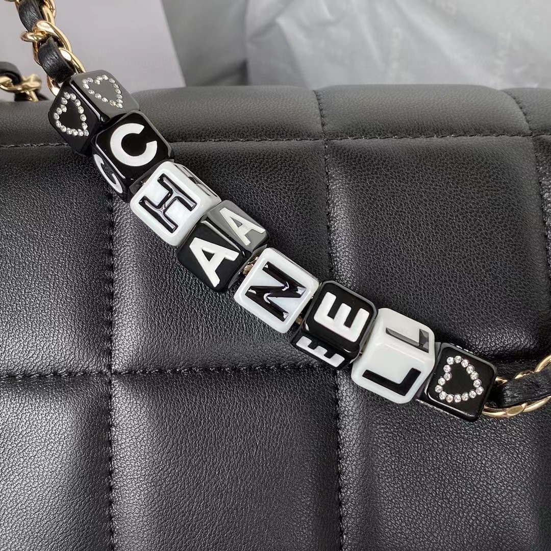 Chanel Women CC Small Flap Bag Grained Calfskin Gold Tone Metal Black