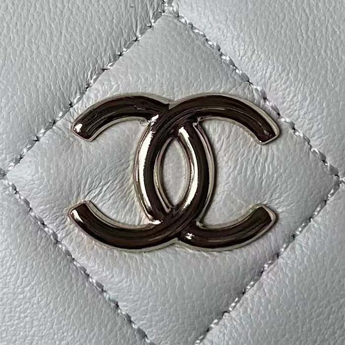 Chanel Women CC Small Flap Hobo Bag Grained Calfskin Gold Tone Metal White