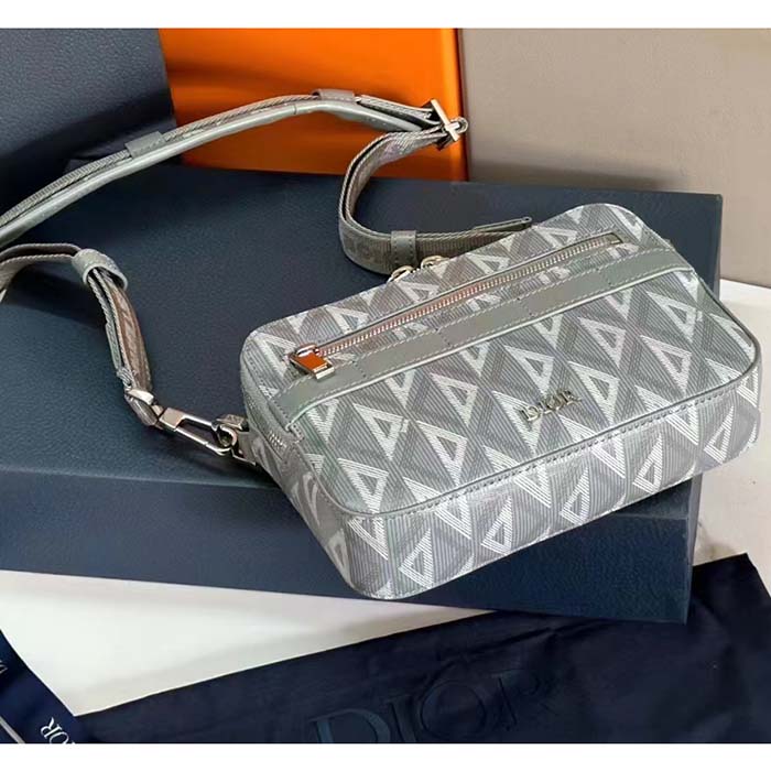 dior unisex cd safari bag with strap dior gray cd Di*m*nd canvas