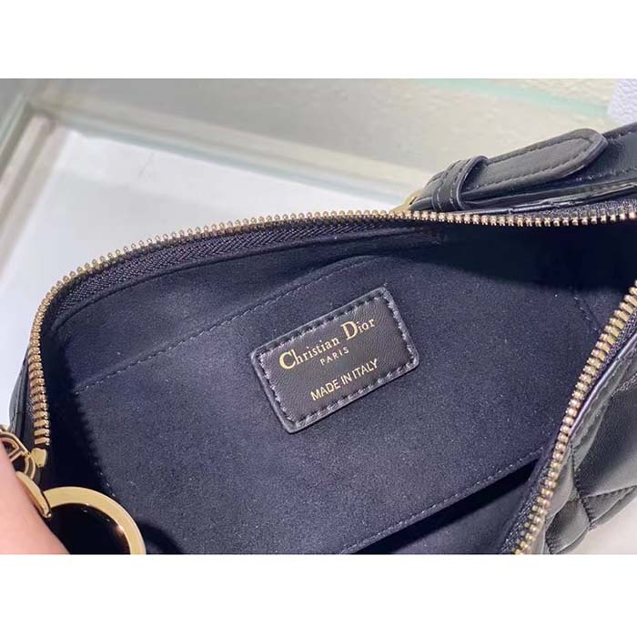 Dior Women CD Lounge Bag Black Supple Macrocannage Lambskin
