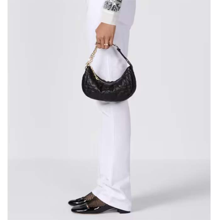 Dior Women CD Lounge Bag Black Supple Macrocannage Lambskin