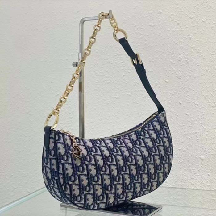 Dior Women CD Lounge Bag Blue Dior Oblique Jacquard