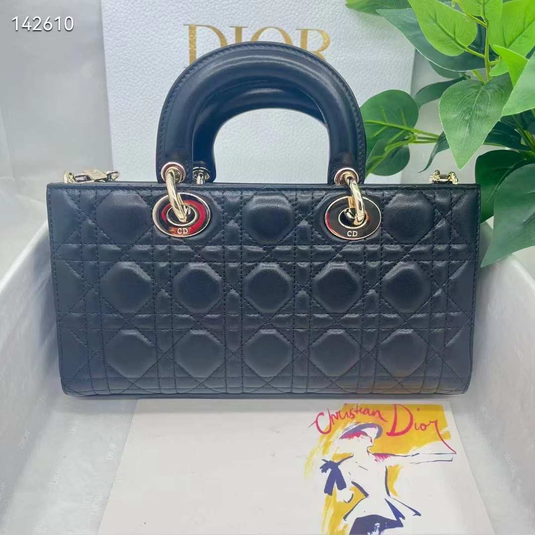 Dior Women CD Medium Lady D-Joy Bag Black Cannage Lambskin