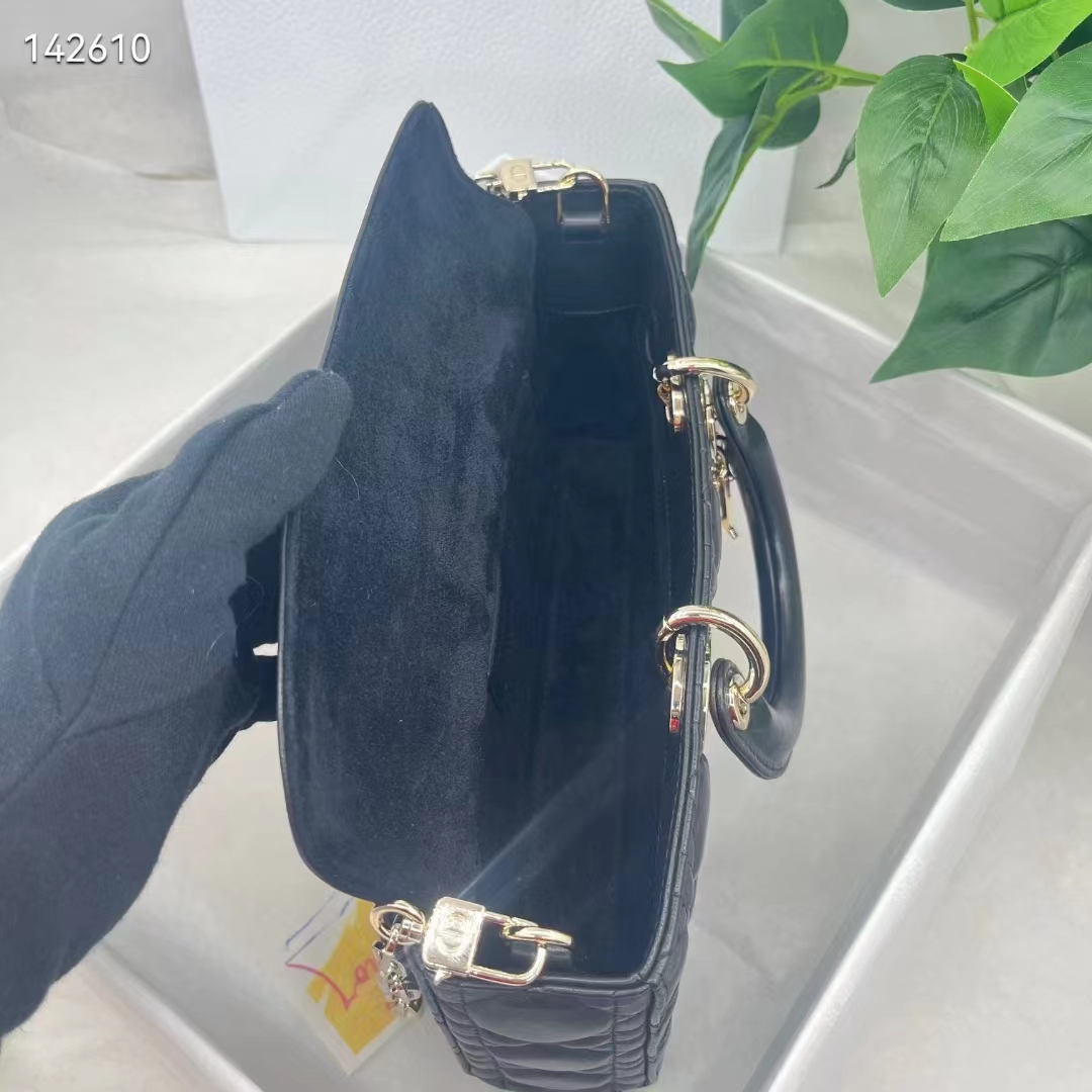 Dior Women CD Medium Lady D-Joy Bag Black Cannage Lambskin