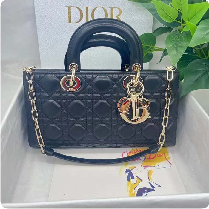 Dior Women CD Medium Lady D-Joy Bag Black Cannage Lambskin