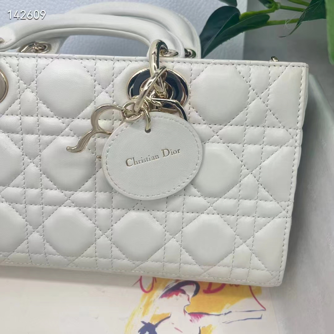 Dior Women CD Medium Lady D-Joy Bag Latte Cannage Lambskin