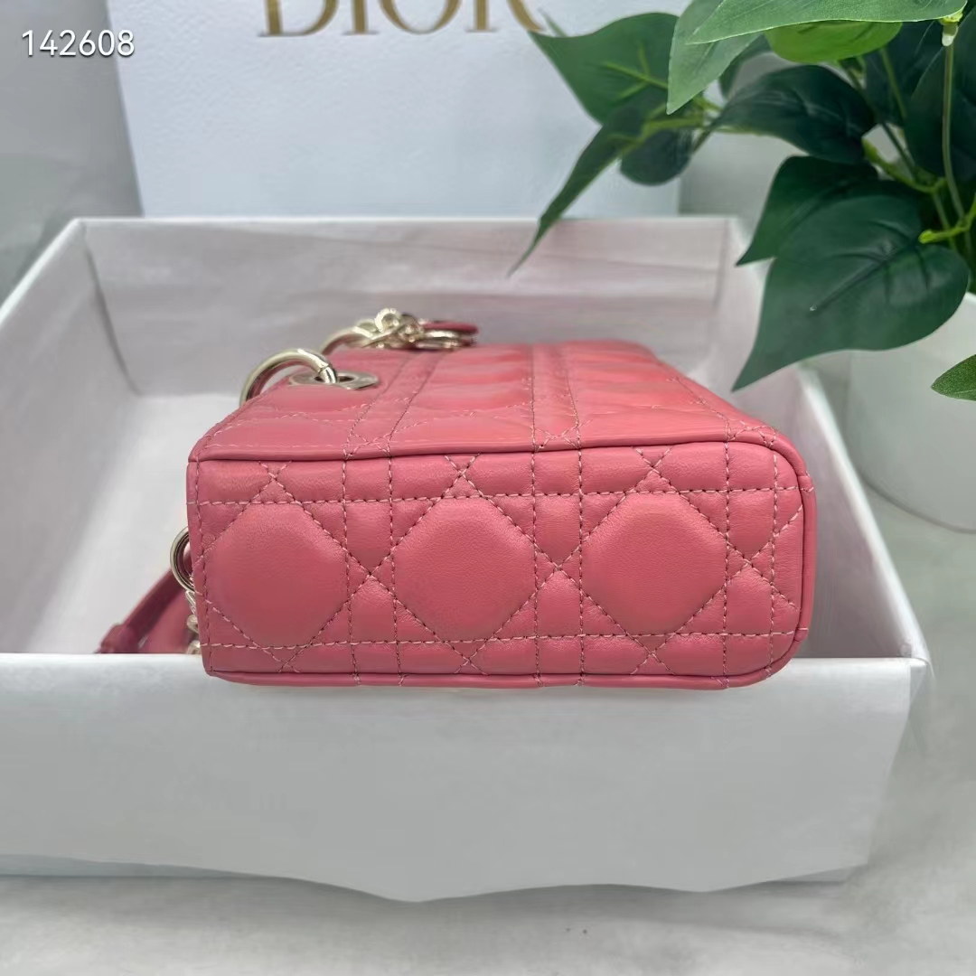 Dior Women CD Medium Lady D-Joy Bag Rust-Colored Cannage Lambskin