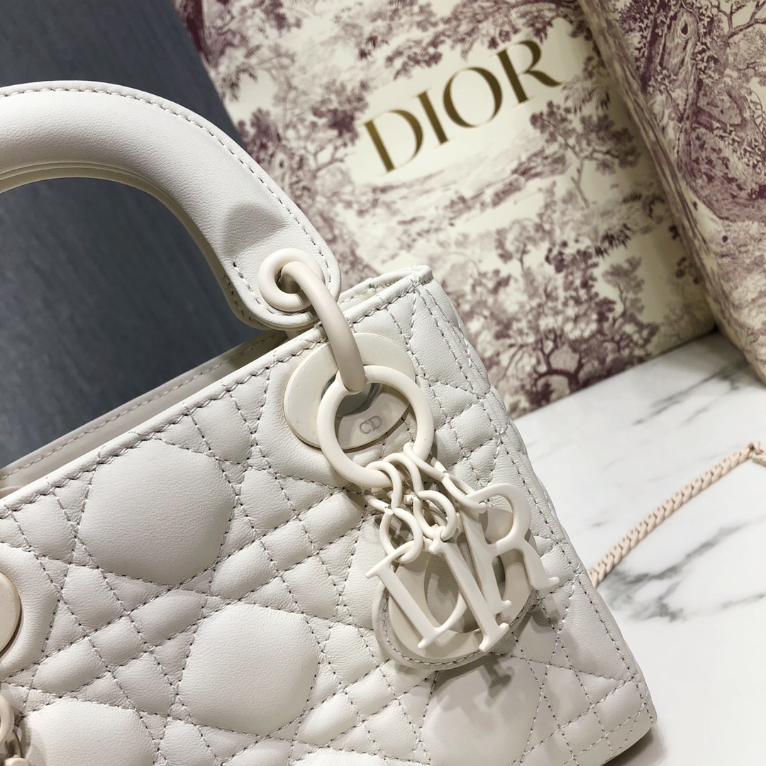 Dior Women CD Mini Lady Dior Bag Latte Cannage Lambskin