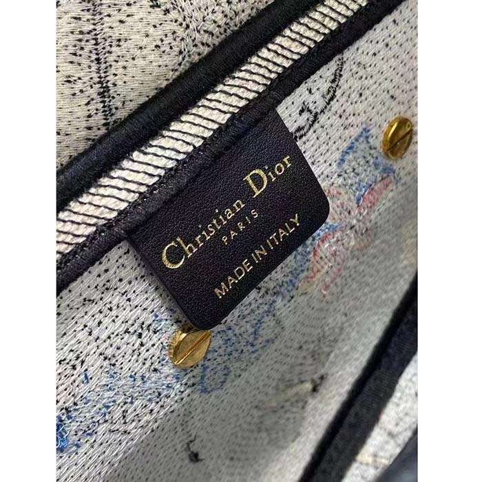 Dior Women CD Saddle Bag Denim Multicolor Dior Jardin Magique Embroidery