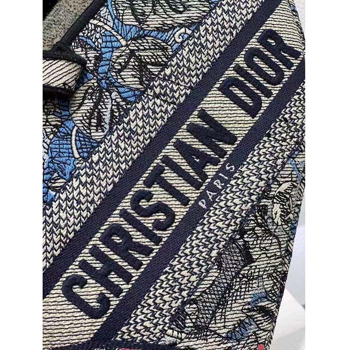 Dior Women CD Saddle Bag Denim Multicolor Dior Jardin Magique Embroidery