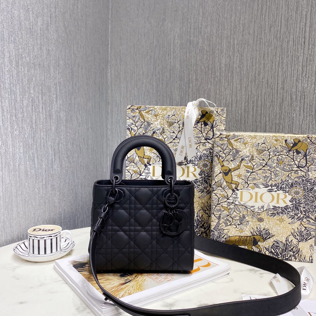 Dior Women Small Lady Dior My Abcdior Bag Black Ultramatte Cannage Calfskin