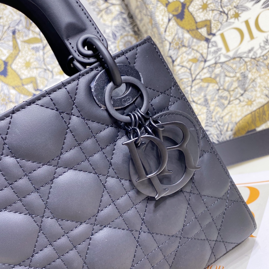 Dior Women Small Lady Dior My Abcdior Bag Black Ultramatte Cannage Calfskin