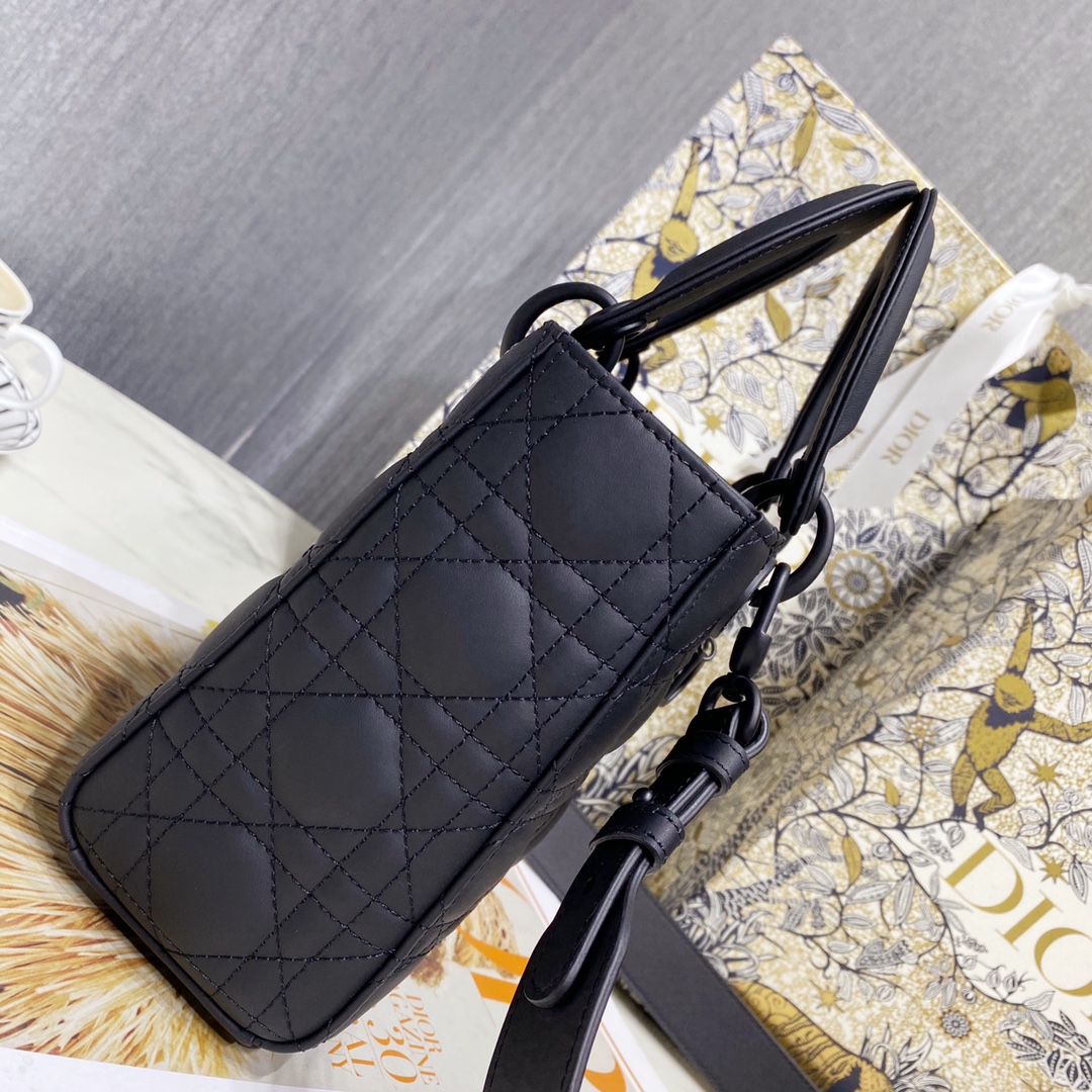 Dior Women Small Lady Dior My Abcdior Bag Black Ultramatte Cannage Calfskin
