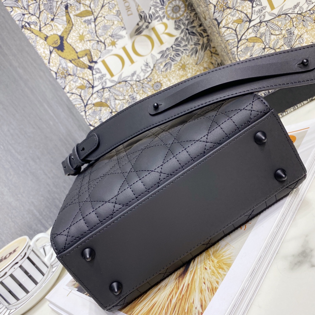 Dior Women Small Lady Dior My Abcdior Bag Black Ultramatte Cannage Calfskin