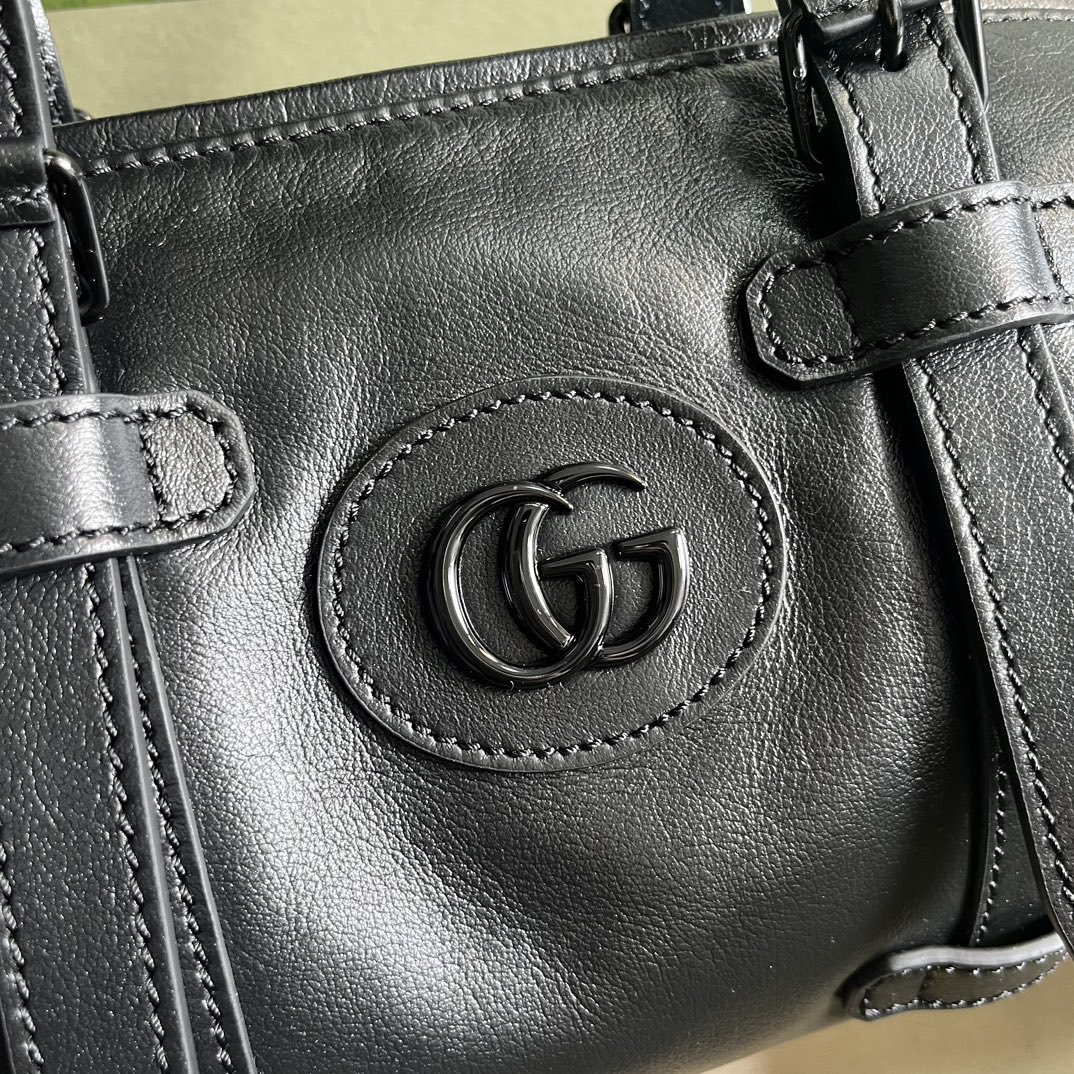 G*u*i gg unisex small duffle bag tonal double g black leather