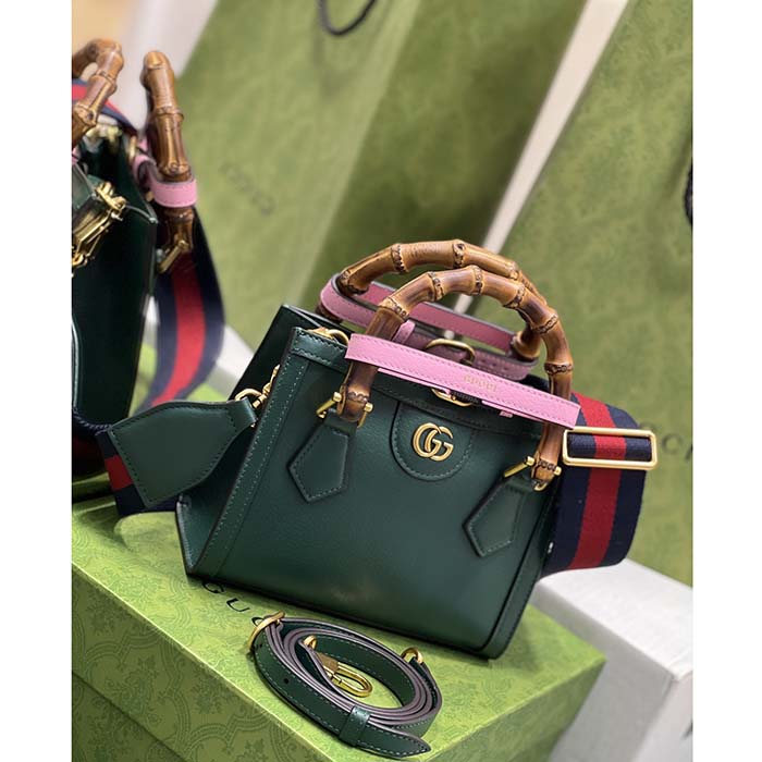 G*u*i gg women diana mini tote bag green leather double g