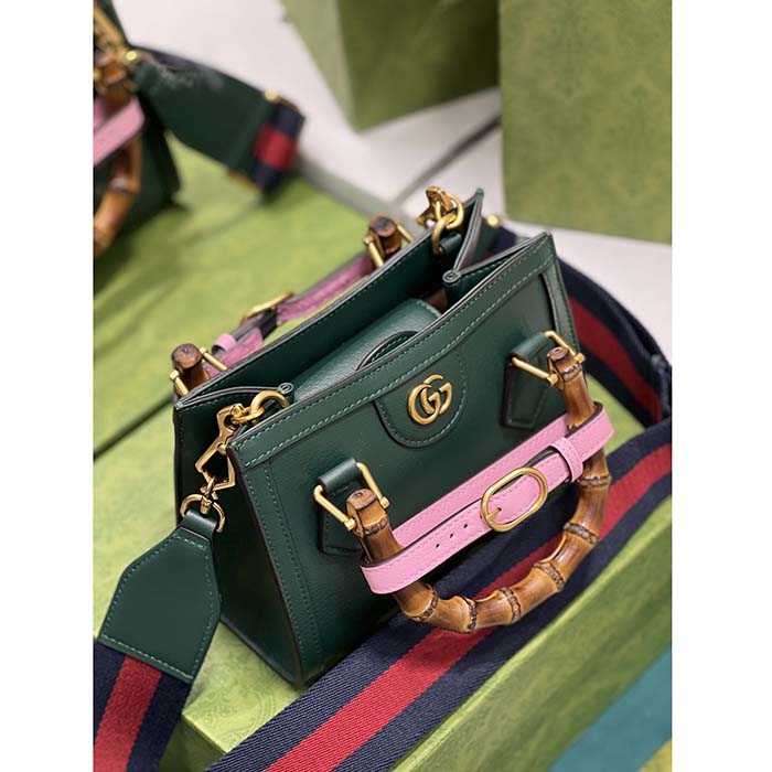 G*u*i gg women diana mini tote bag green leather double g