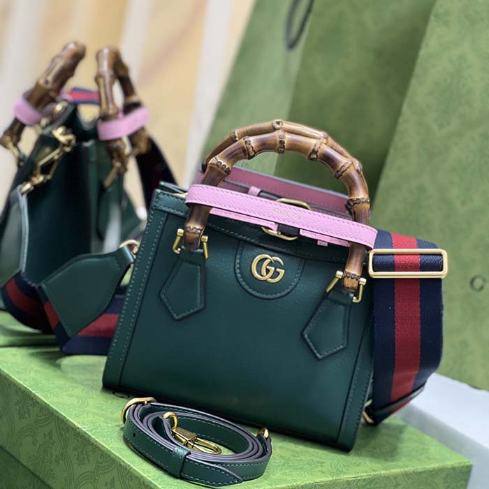 G*u*i gg women diana mini tote bag green leather double g