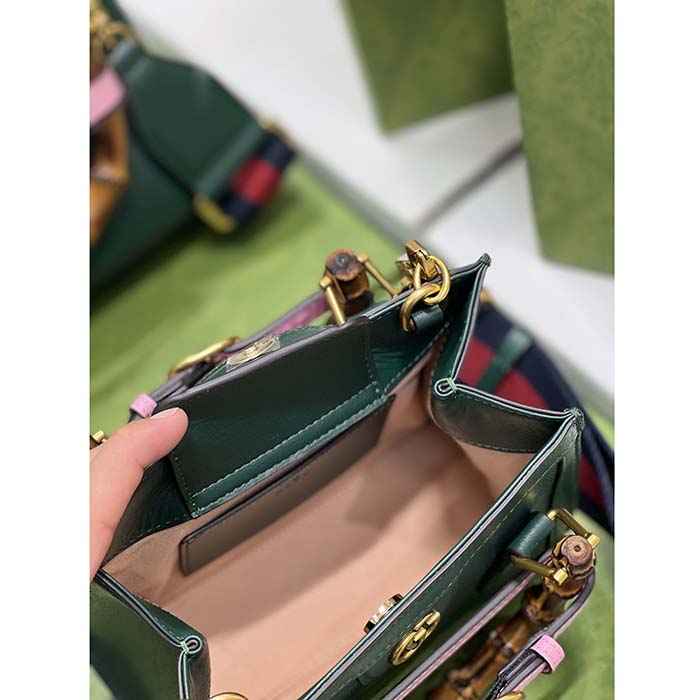 G*u*i gg women diana mini tote bag green leather double g