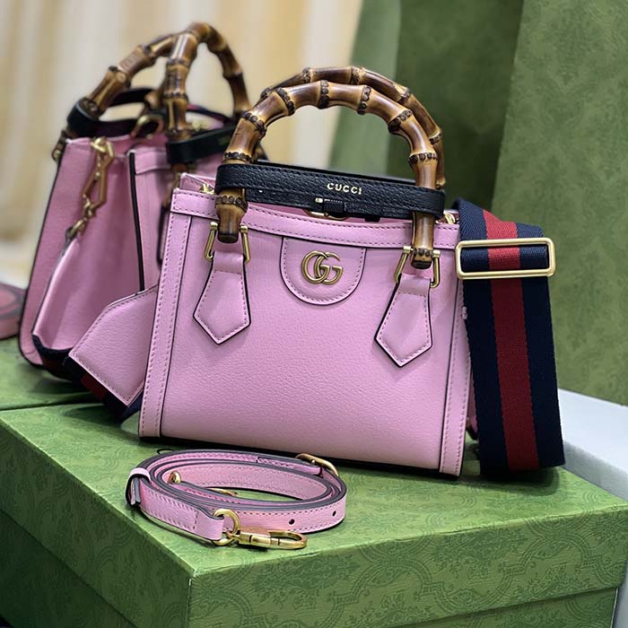 G*u*i gg women diana mini tote bag pink leather double g