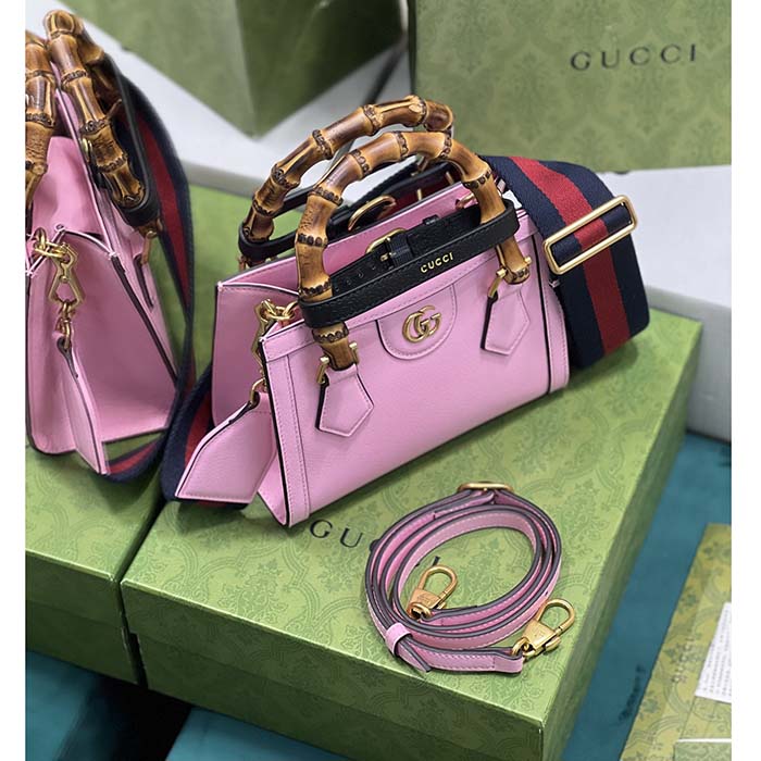 G*u*i gg women diana mini tote bag pink leather double g