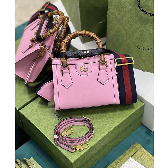 G*u*i gg women diana mini tote bag pink leather double g