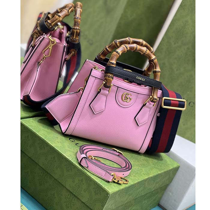 G*u*i gg women diana mini tote bag pink leather double g