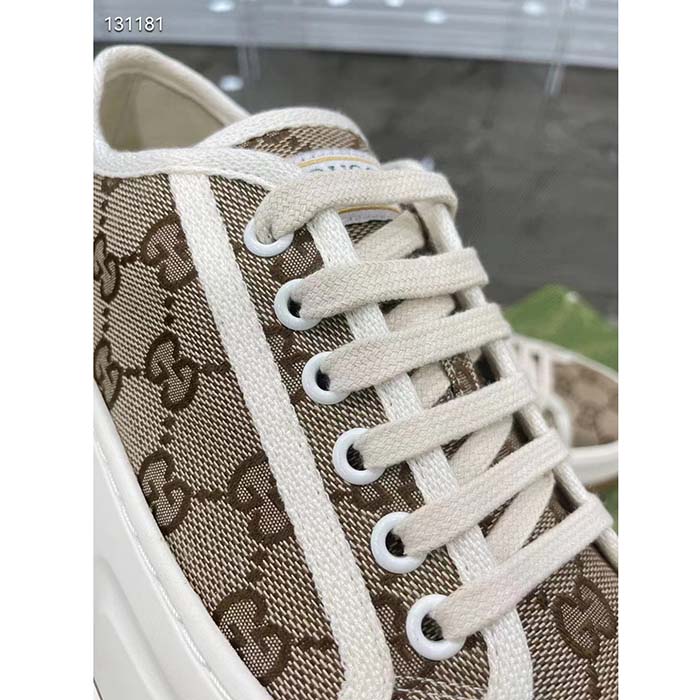 G*u*i gg women’s gg sneaker beige ebony original gg canvas flat 5 cm heel