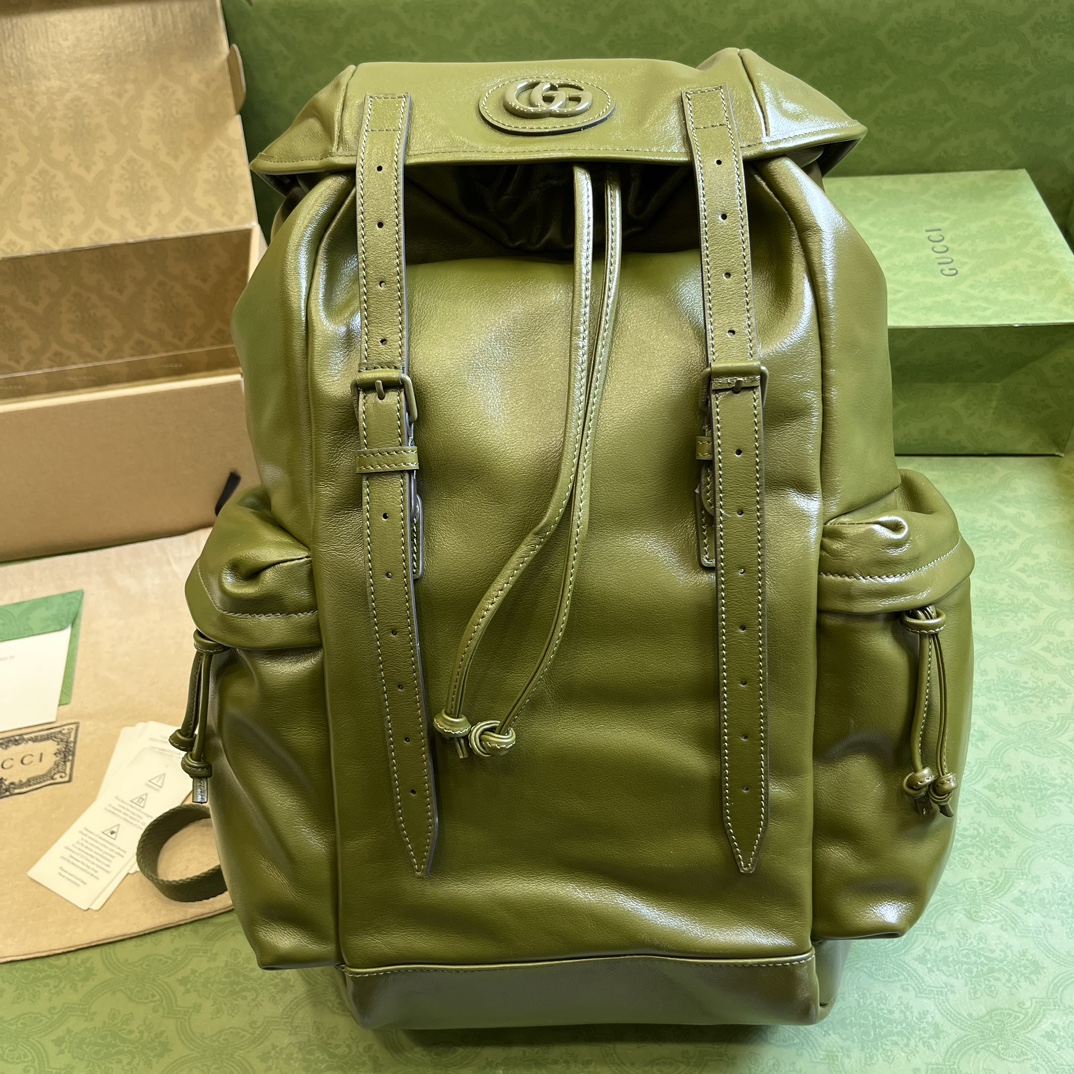 G*u*i unisex gg backpack tonal double g original gg canvas forest green leather