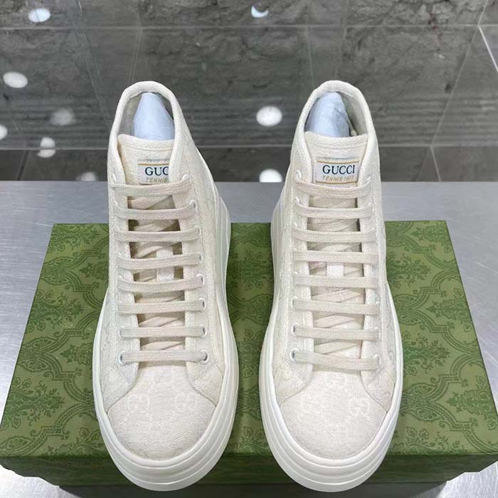 G*u*i unisex gg high top sneaker white original gg canvas flat interlocking g