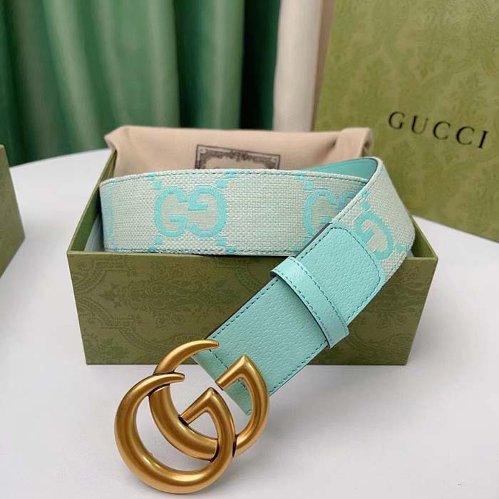 G*u*i unisex marmont jumbo gg belt beige mint canvas double g