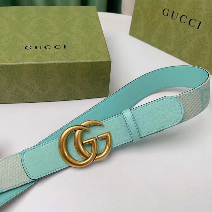 G*u*i unisex marmont jumbo gg belt beige mint canvas double g