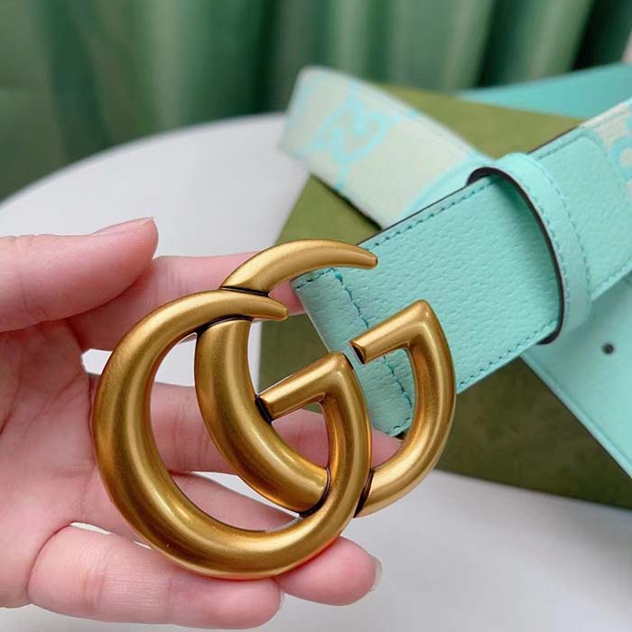 G*u*i unisex marmont jumbo gg belt beige mint canvas double g