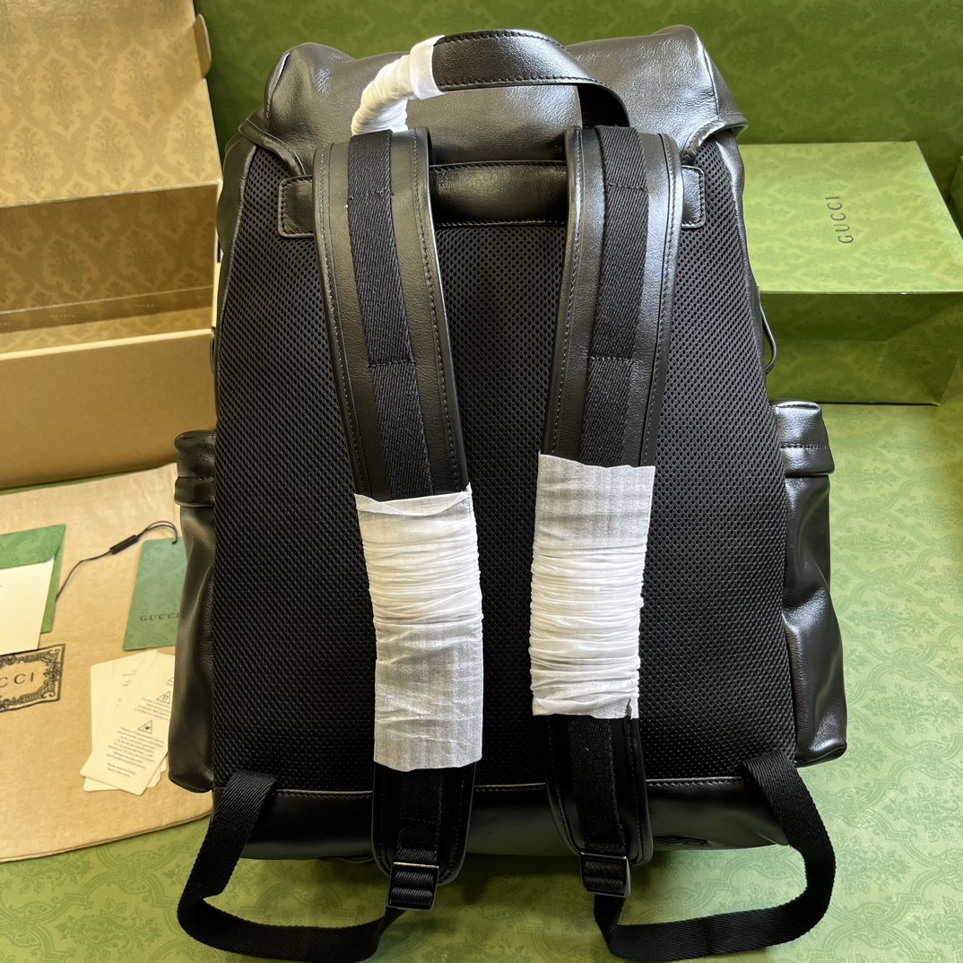G*u*i unisex gg backpack tonal double g original gg canvas black leather