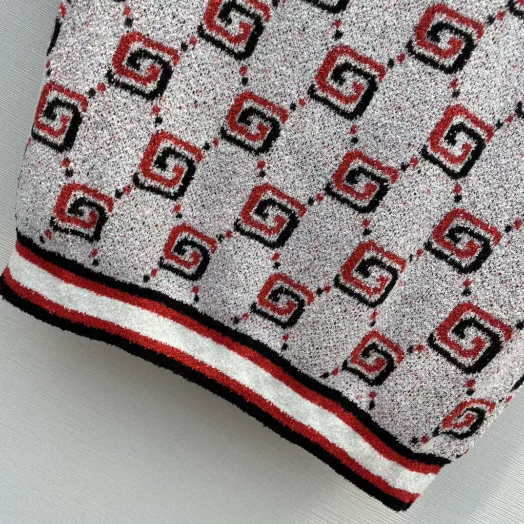 G*u*i men gg cotton jacquard polo shirt ivory red polo collar short sleeves