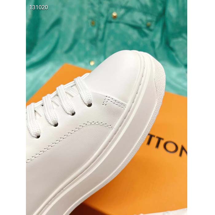 Louis Vuitton Unisex LV Time Out Sneaker Silver Calf Leather Strass Monogram Flowers