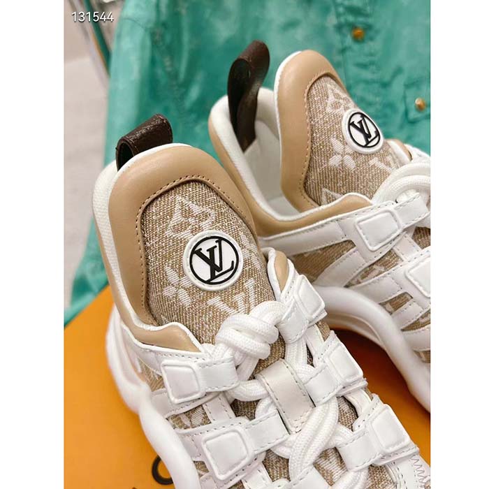 Louis Vuitton Women LV Archlight Sneaker Beige Monogram Denim Oversized Rubber Outsole