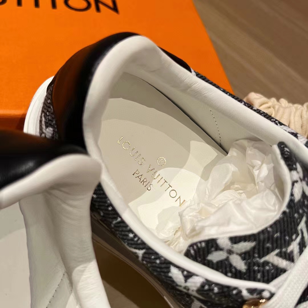 Louis Vuitton Women LV Time Out Sneaker Gray Monogram Denim Flowers