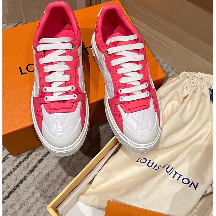 Louis Vuitton Women LV Time Out Sneaker Pink Calf Leather Colored Monogram Flowers
