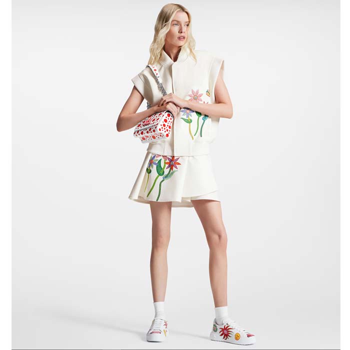 Louis Vuitton Women LV Time Out Sneaker White Printed Calf Leather Monogram Flowers